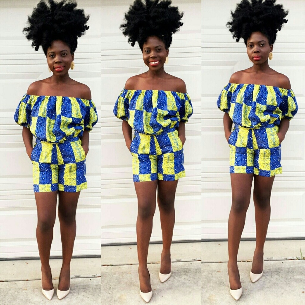 Women African print 2 pcs set of crop top and pant